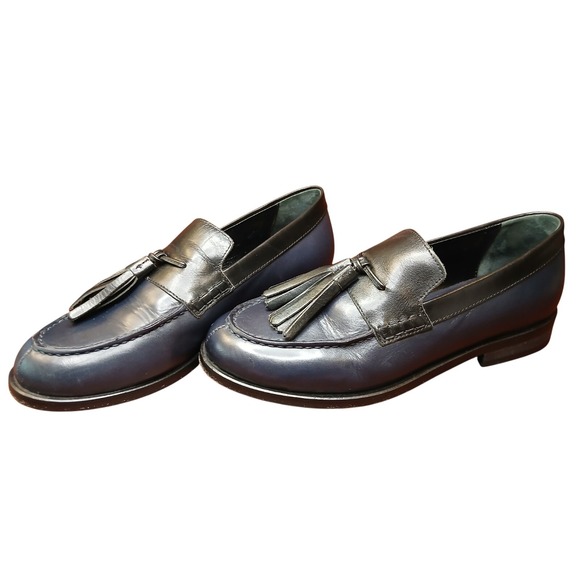 G.H.BASS Layla Weejuns Loafers in Leather, Blue & Black, Men Size 7.5 EU38 #1145 - Picture 1 of 12